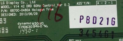 KIT DE TARJETAS PARA TV LG / MAIN EBT63092611 / EAX65614404 / FUENTE EAY63071901 / EAX65423701 / LGP3942-14PL1 / 63071901 / T-CON 6871L-3454G / 6870C-0480A / 3454G / PANEL LC420DUE (FG)(A3 / MODELO 42LB5600-UZ.BUSWLJR - Imagen 6